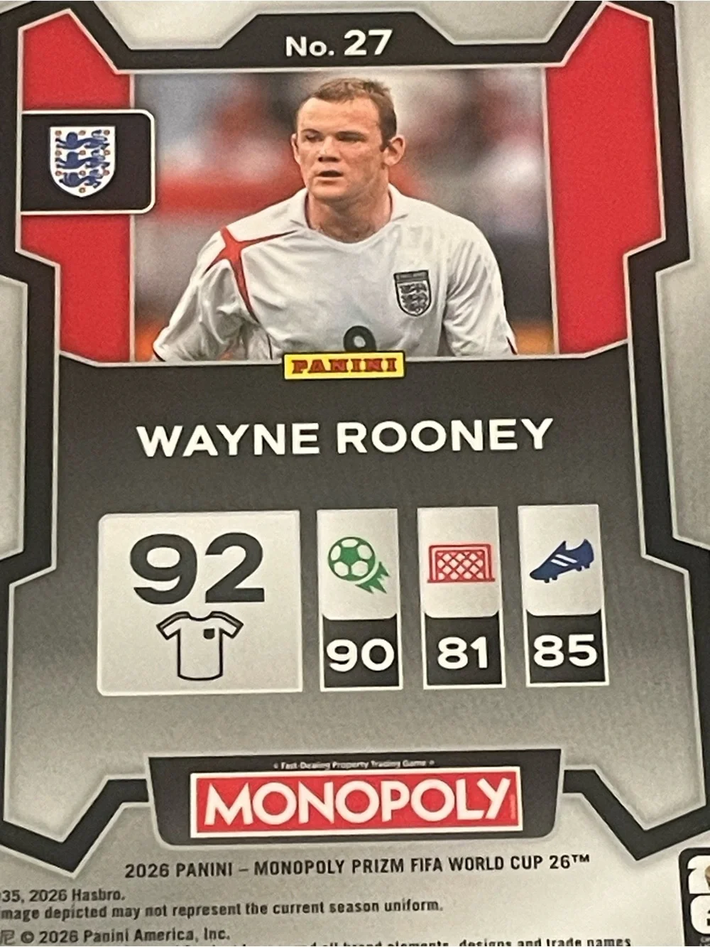 2026 Panini Prizm Monopoly FIFA World Cup - Wayne Rooney #27 Base Card